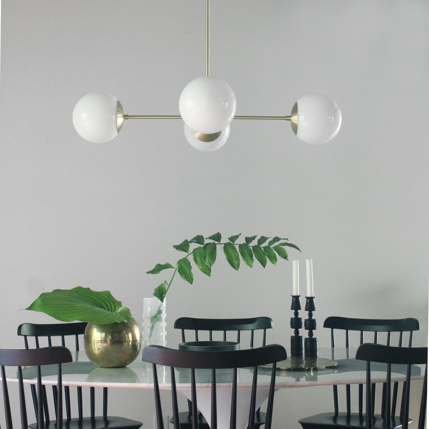 Cedar and Moss Alto Compass 8" Opal shown in Brass with Opal Glass