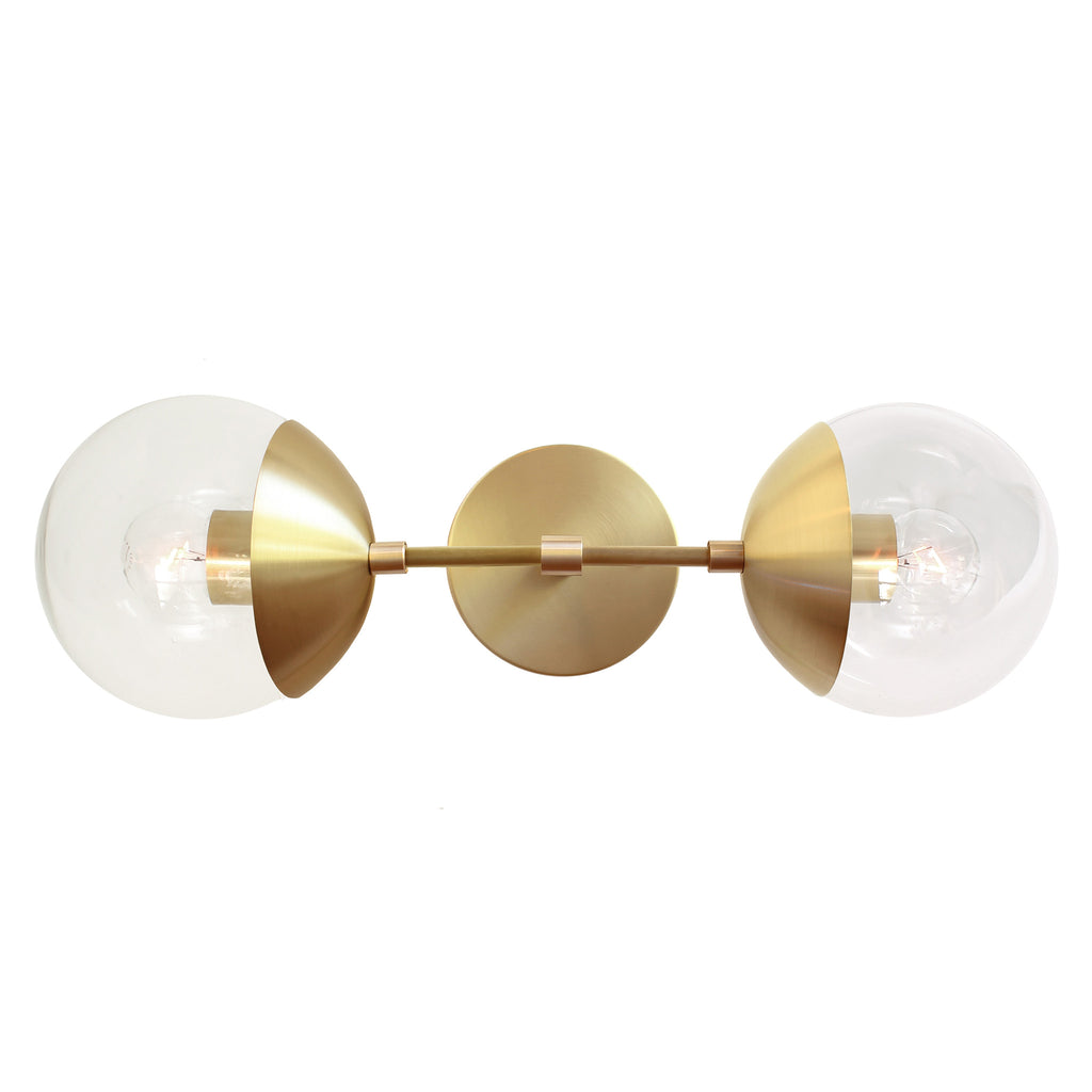 Theo 6" shown in Brass with Clear 6" globes.