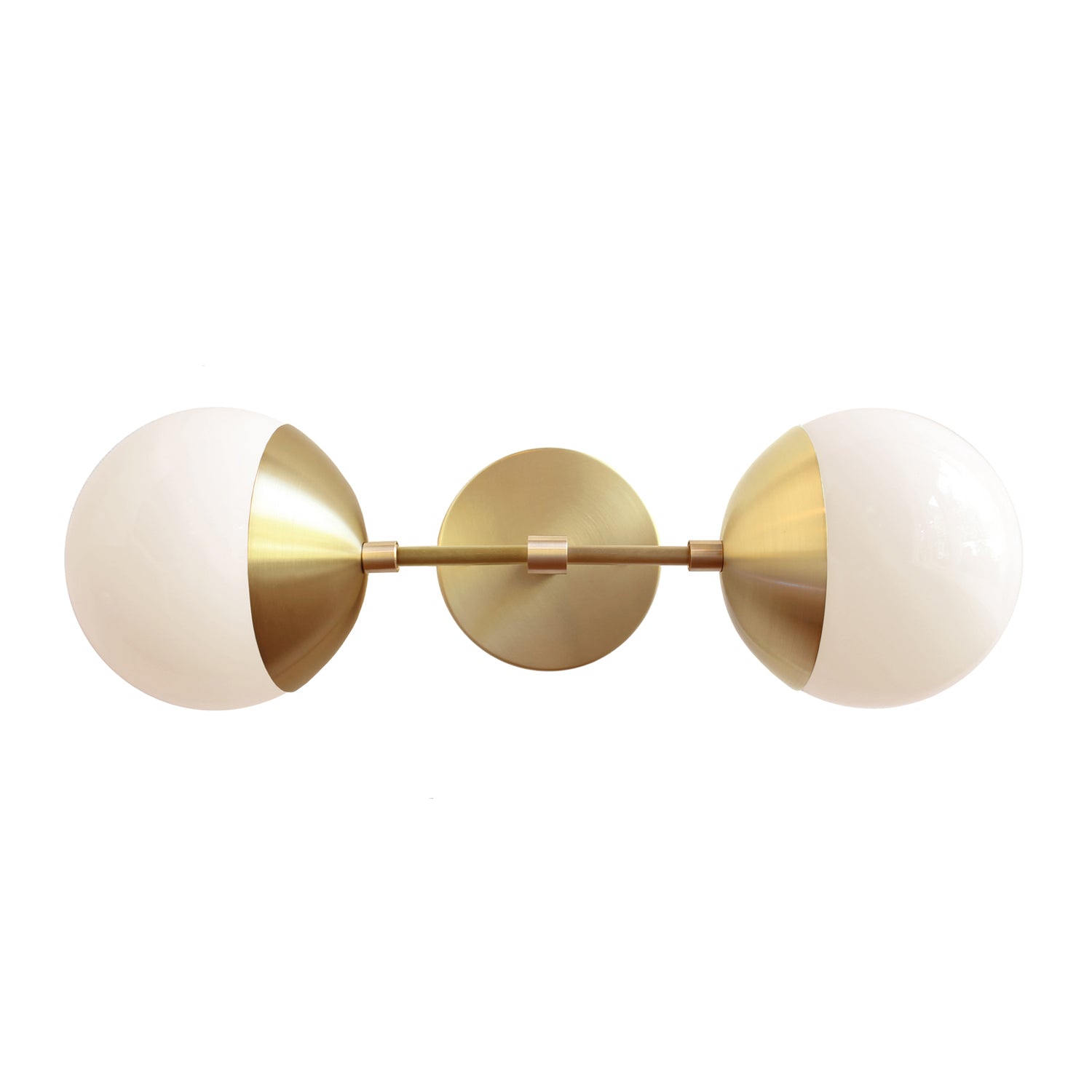 Theo shown in Brass with Opal 6" globes