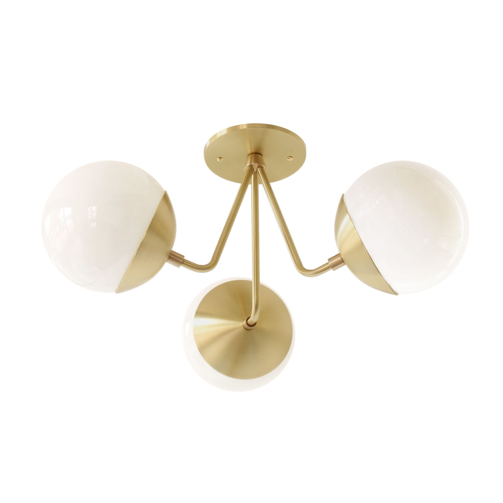 Trillium shown in Brass with 6" Opal Globes