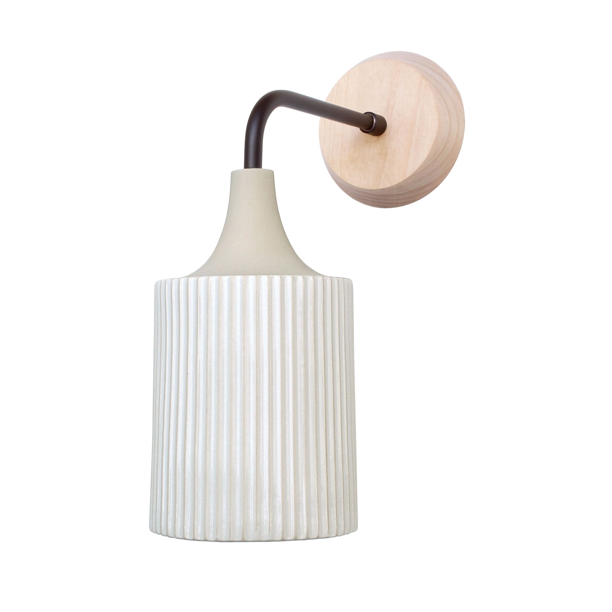 Cedar and Moss. Tumwater Wall Sconce. Shown in Matte Black with Maple Canopy