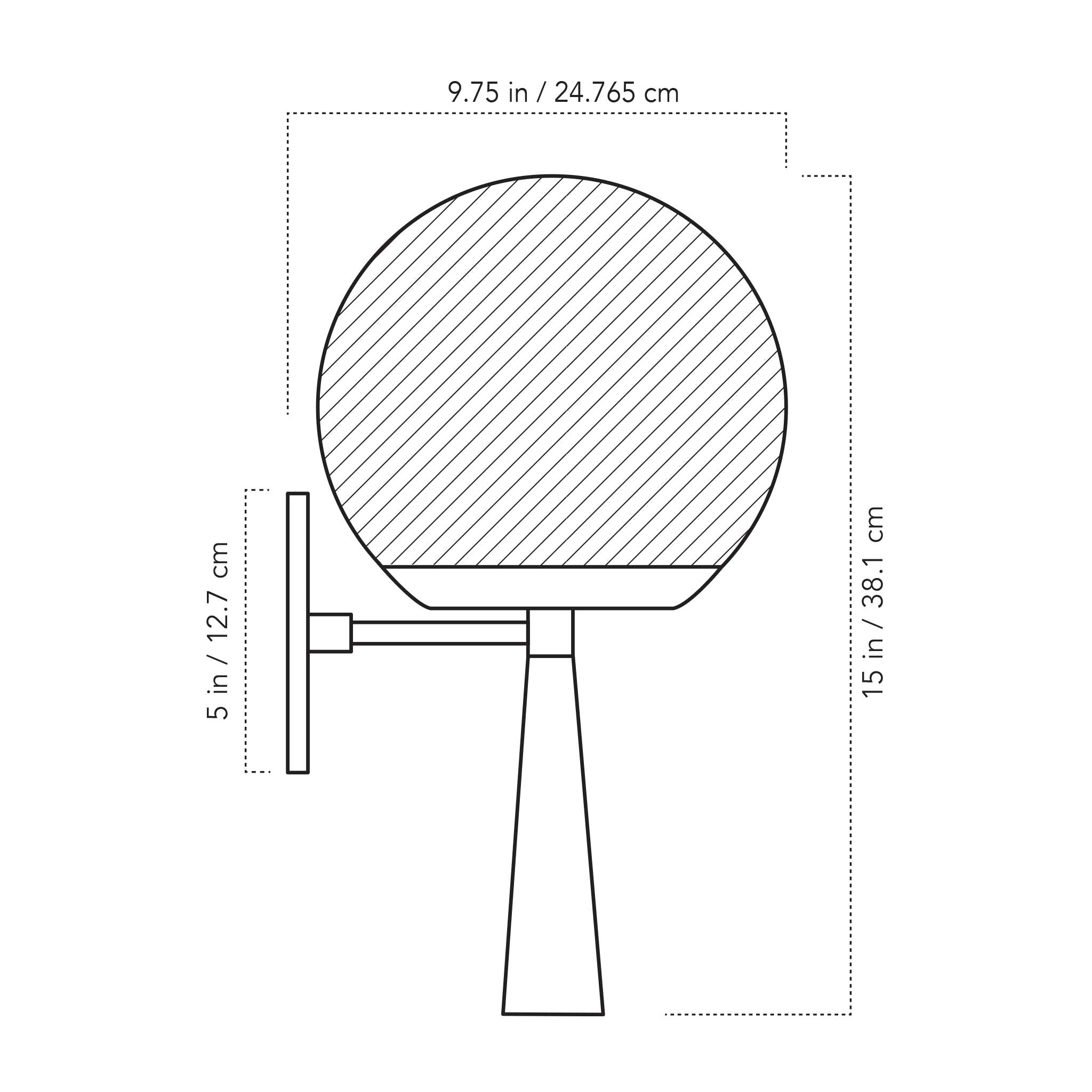 A Technical Drawing Of The Audrey Wall Sconce With 8" Globe