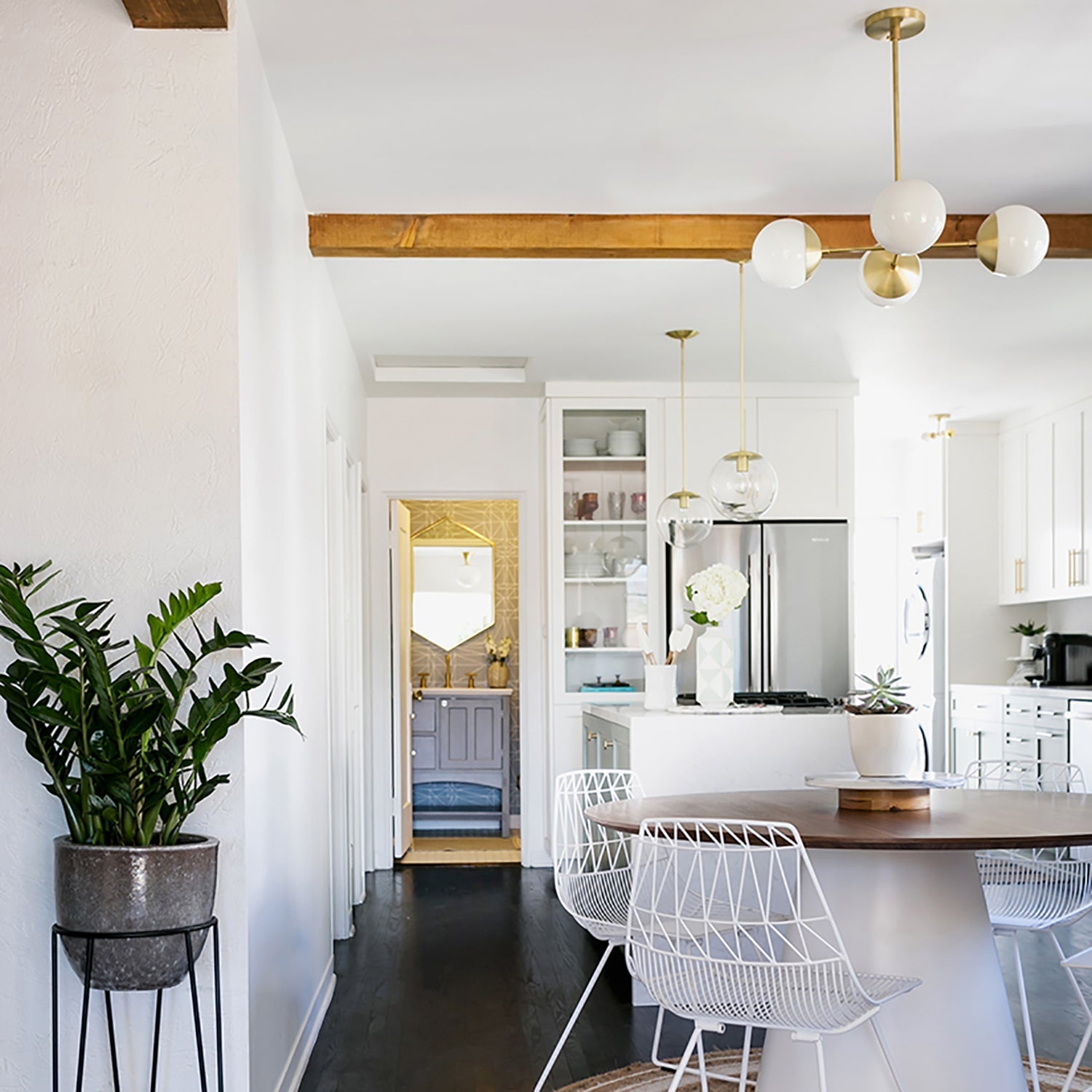 Alto Compass 6" Opal shown in Brass, 24" width. Interior Design by Jaclyn Johnson. Photo by Monica Wang