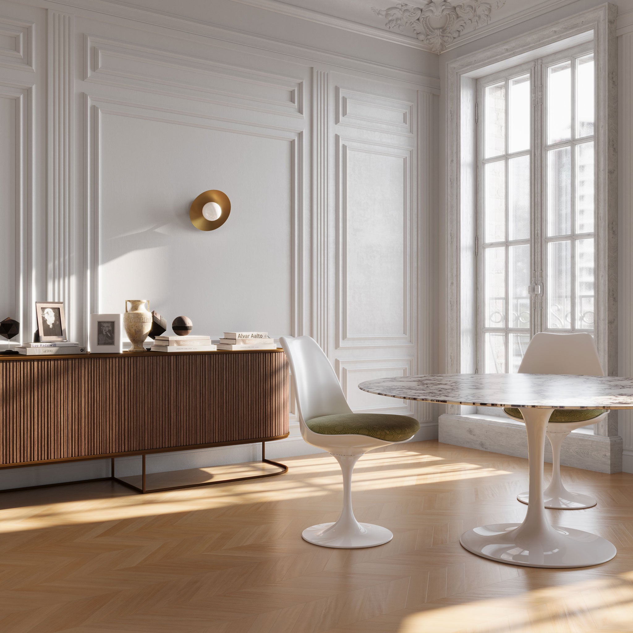 Marie Flush Sconce shown in Heirloom Brass