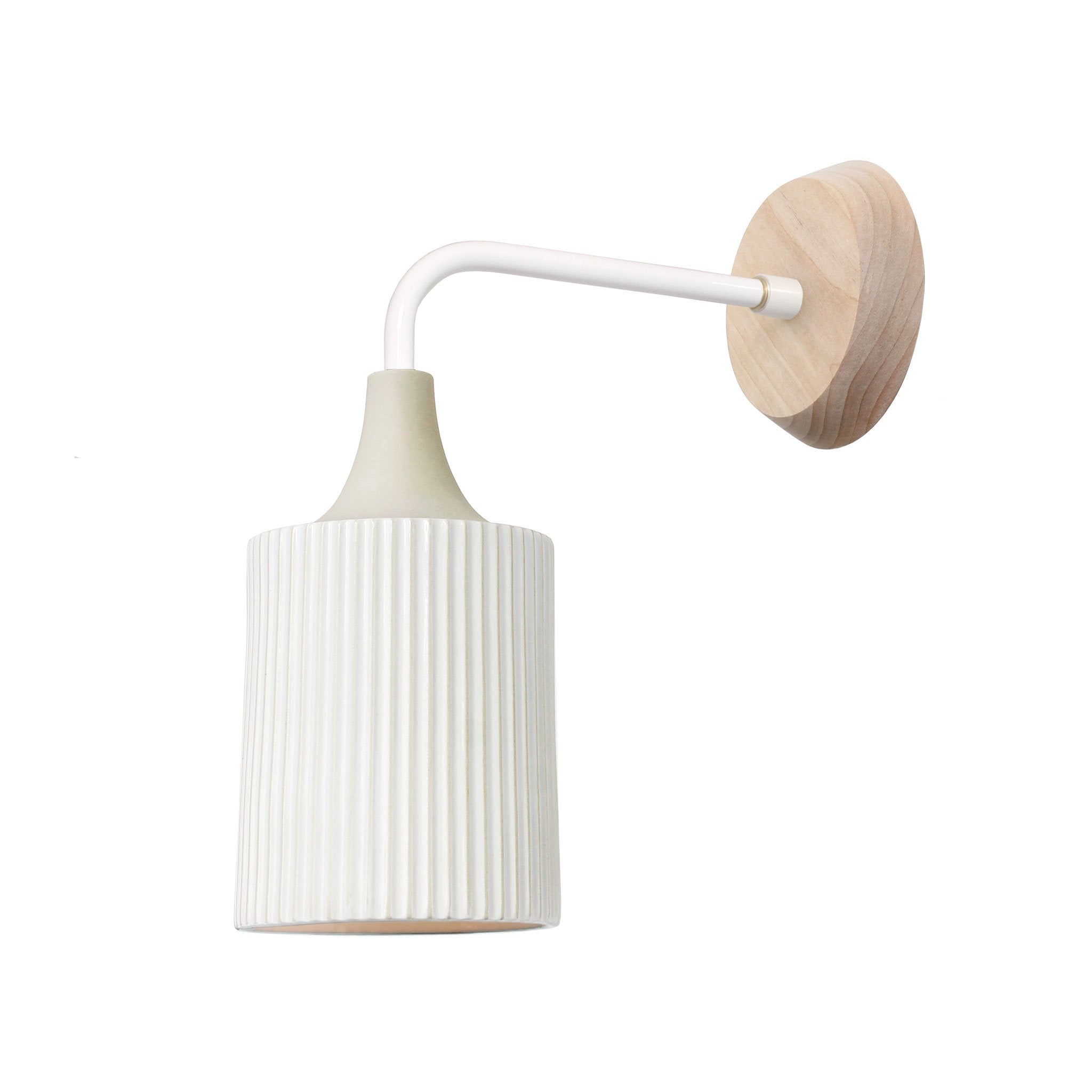 Cedar and Moss. Tumwater Wall Sconce. Shown in White with Maple Canopy