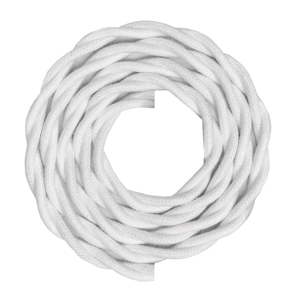 Twisted Cloth Cord shown in White. 