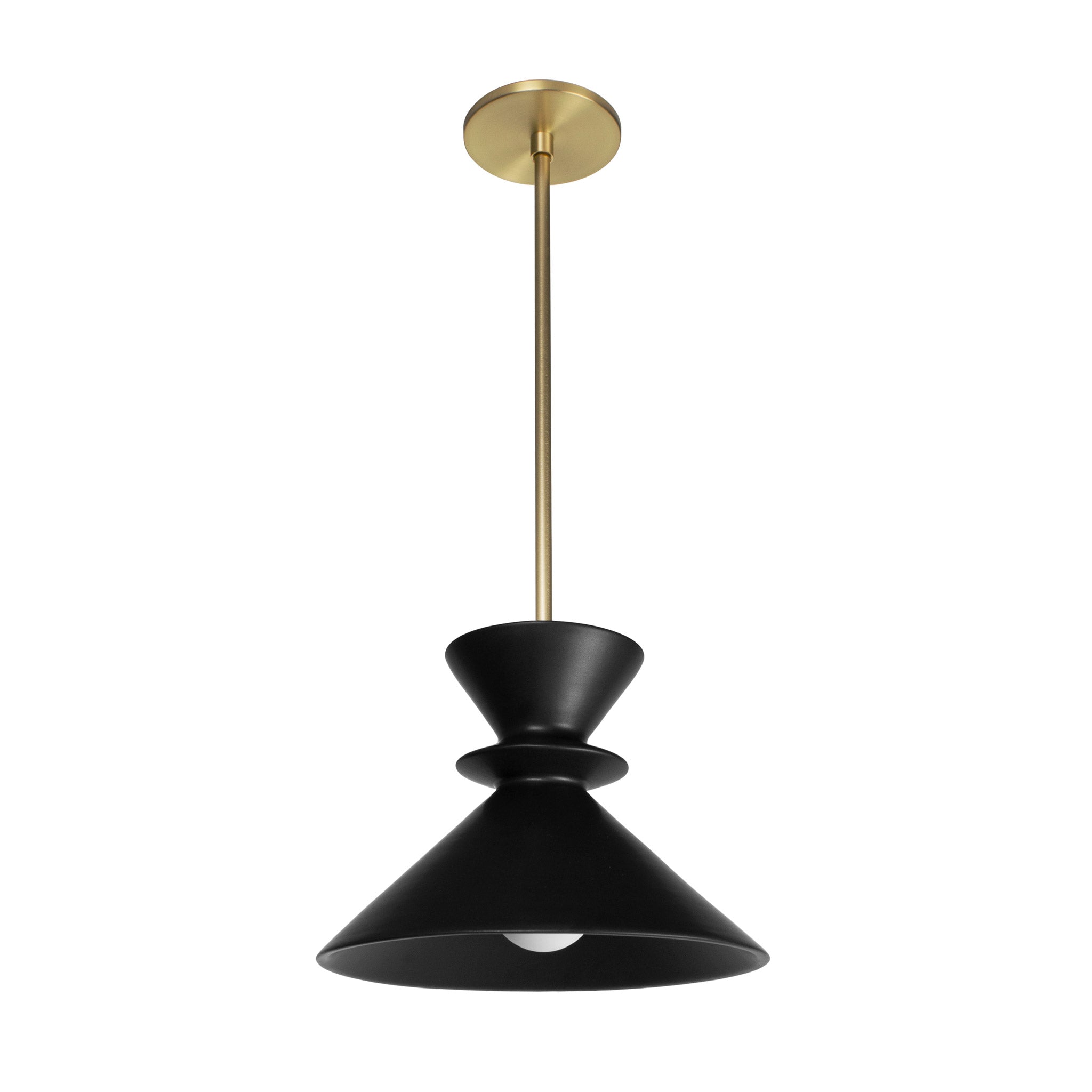 Sophie Rod Pendant shown in Satin Black Glaze ceramic with Brass