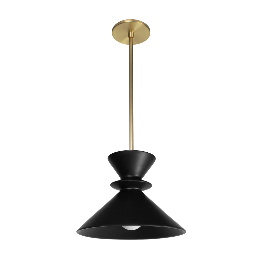 Sophie Rod Pendant shown in Satin Black Glaze ceramic with Brass.