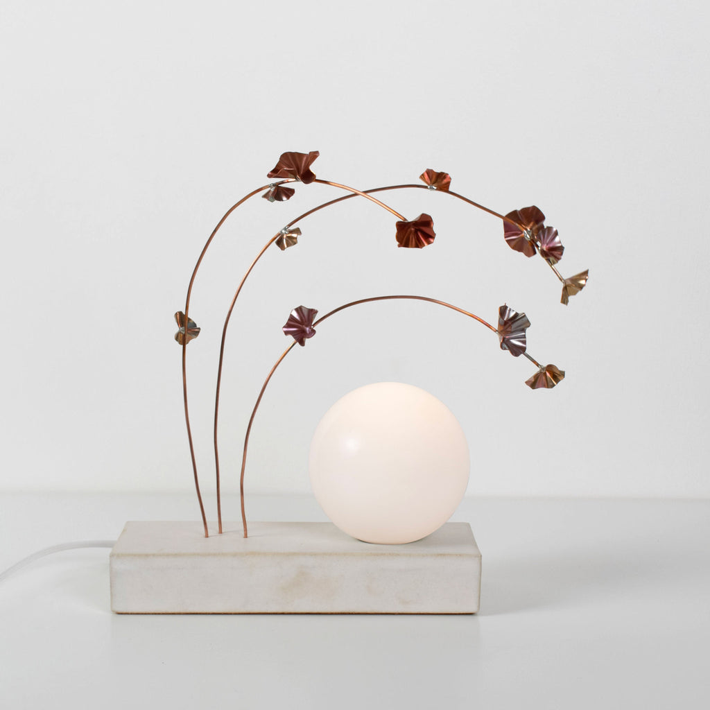 Ikebana Table Lamp shown in Copper flower finish.