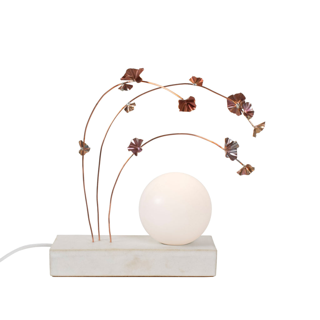 Ikebana Table Lamp shown in Copper flower finish.