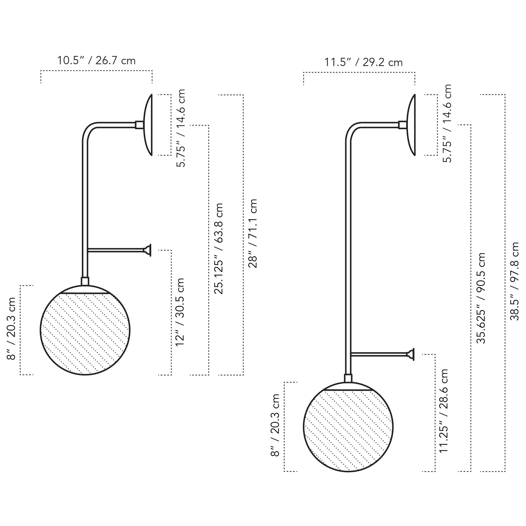 A Technical Drawing Of The Ramona With 8" Globe