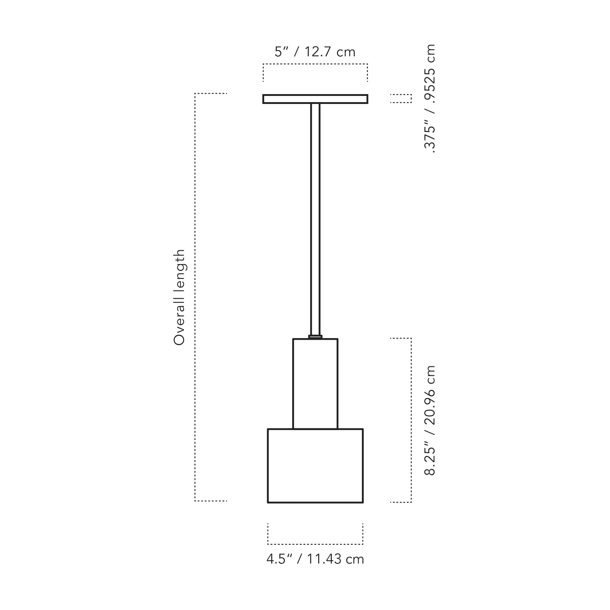 A Technical Drawing Of The Ridge Rod Pendant Light