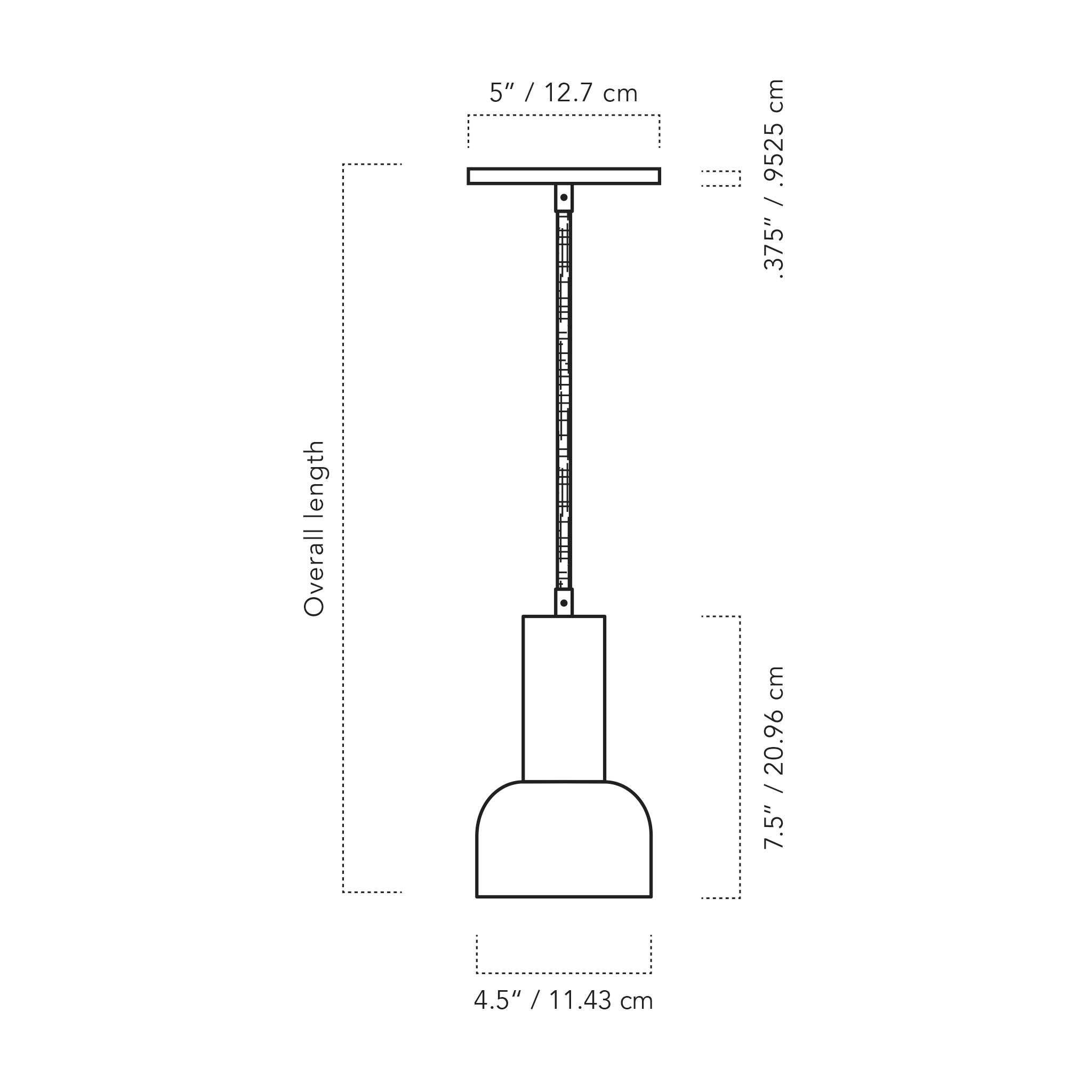 A Technical Drawing Of The Scout Cord Pendant Light