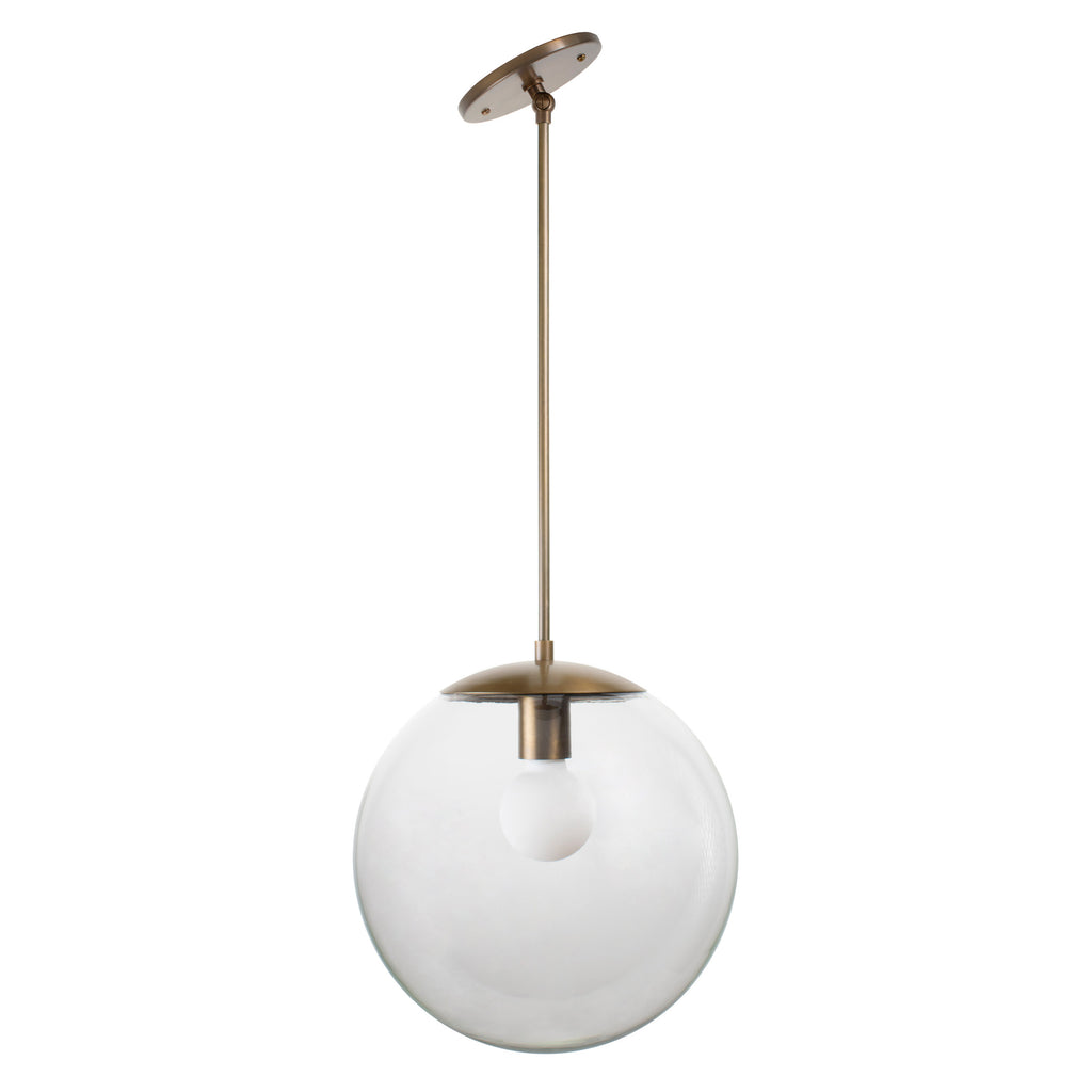 Alto Rod 12" for Vaulted Ceiling shown in Heirloom Brass with a Clear 12" globe.