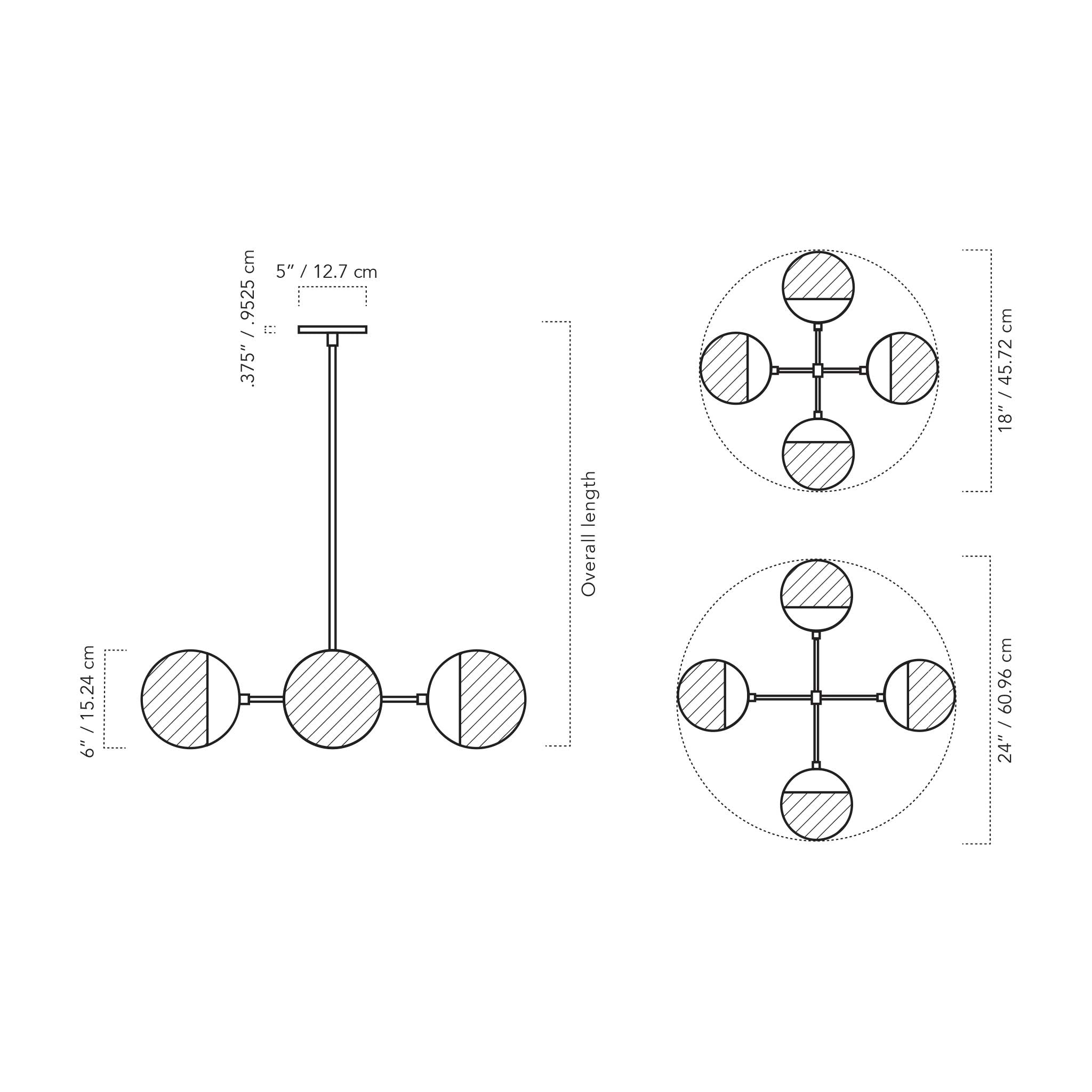 A Technical Drawing Of The Alto Compass With 6" Opal Globe For Vaulted Ceiling