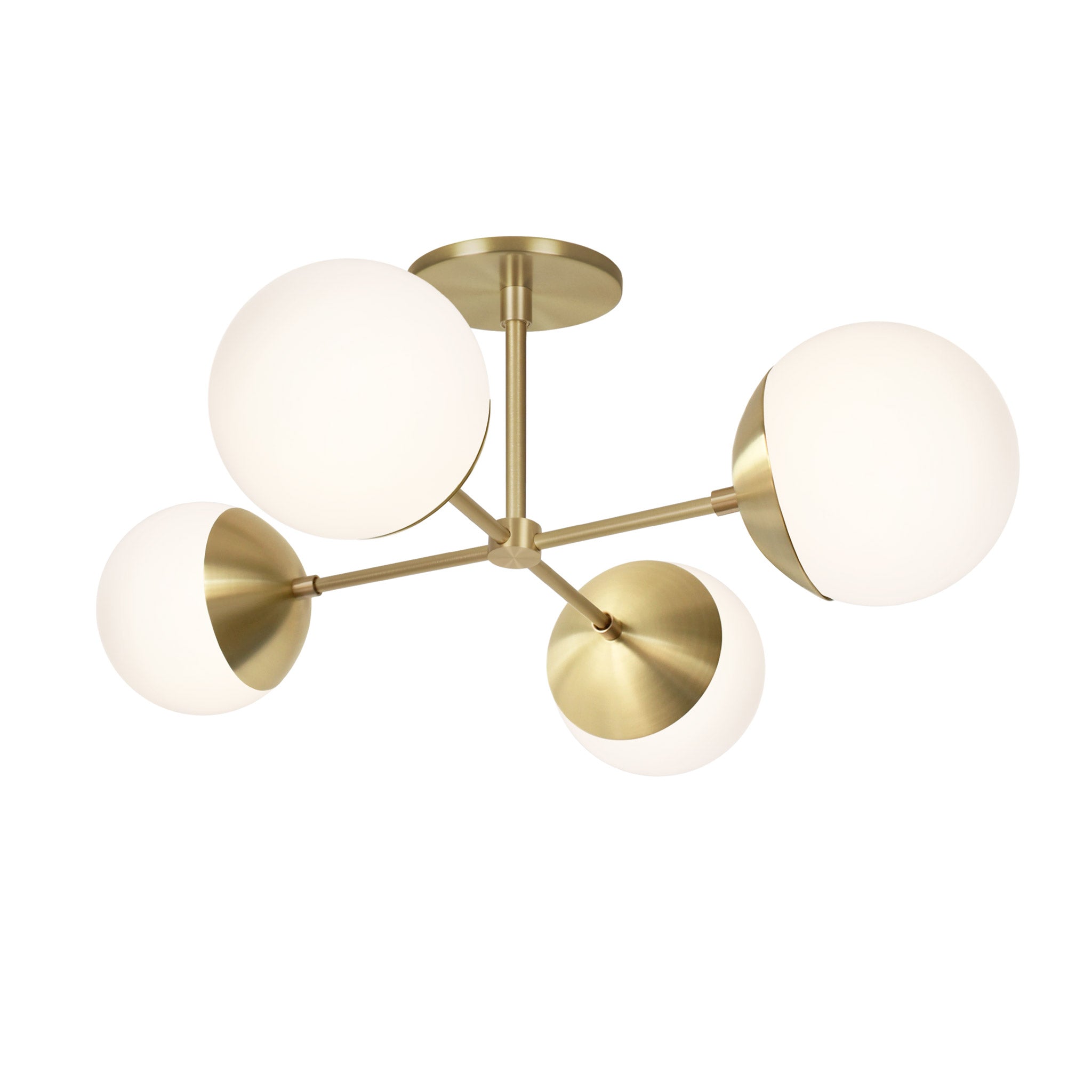 Alto Compass 6" Surface shown in Brass with Opal 6" Globes