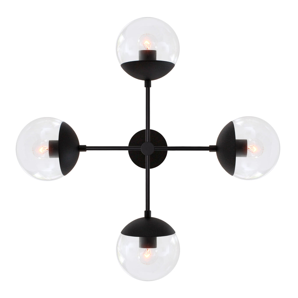 Alto Compass 6" Surface shown in Matte Black with Clear 6" Globes