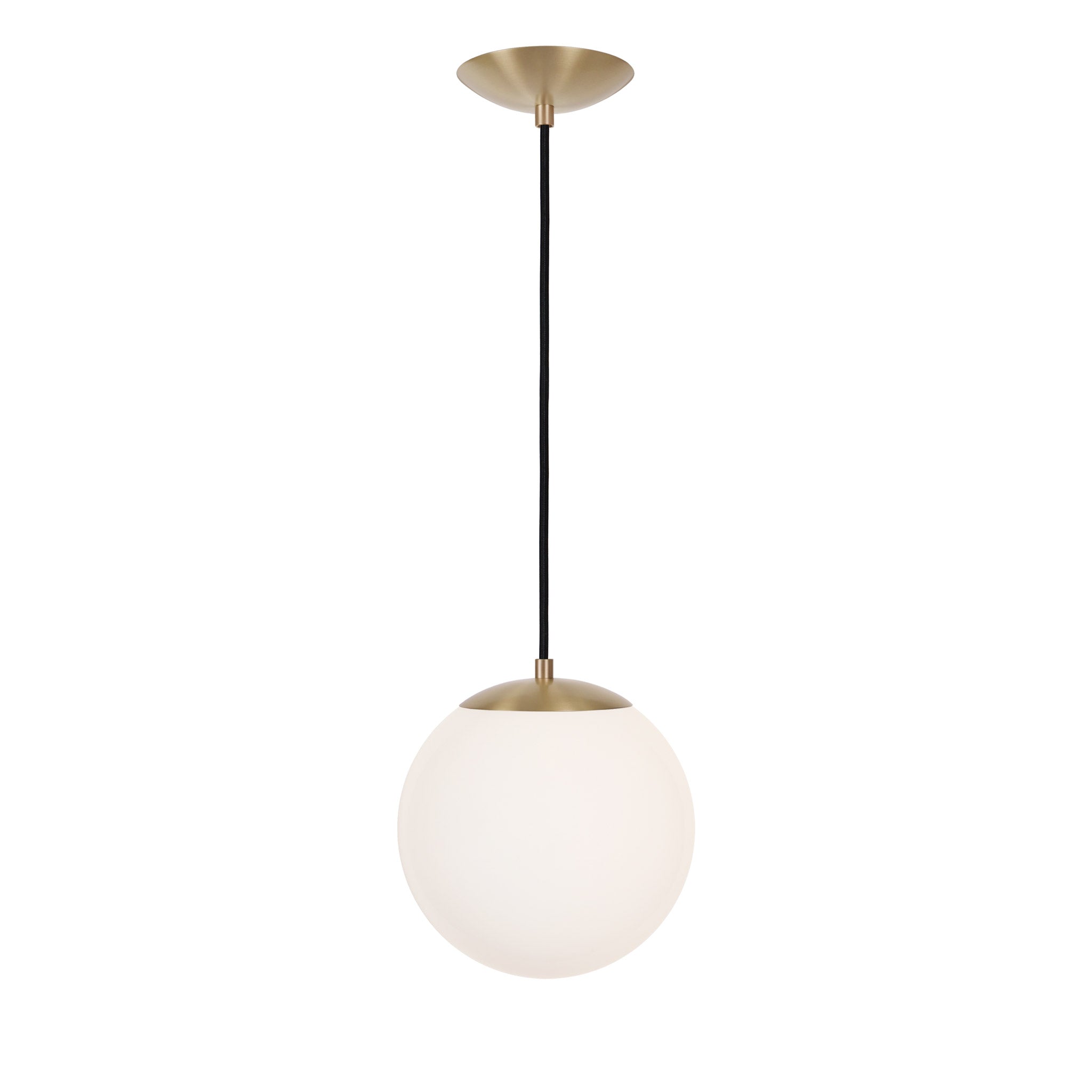 Alto Cord 8" shown in Brass with Black Cloth Cord and an Opal 10” Globe