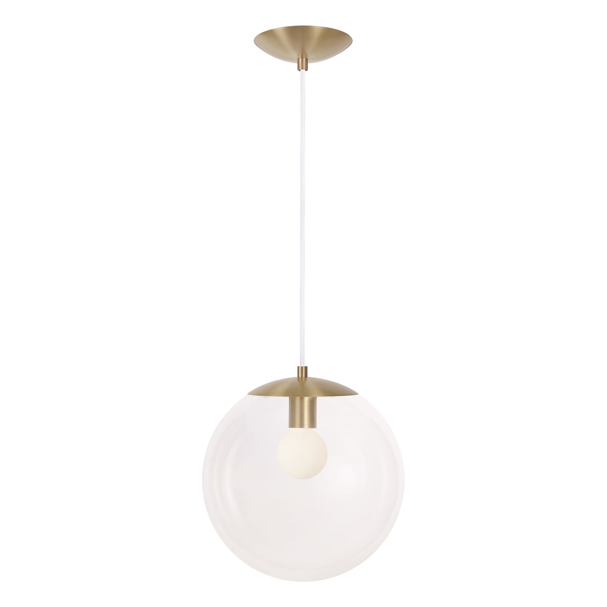 Alto Cord 12” shown in Brass with White Cloth Cord and a Clear 12” Globe