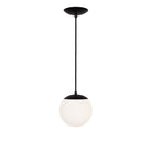 Alto Cord 8" shown in Matte Black with Black Cloth Cord and an Opal 8" Globe