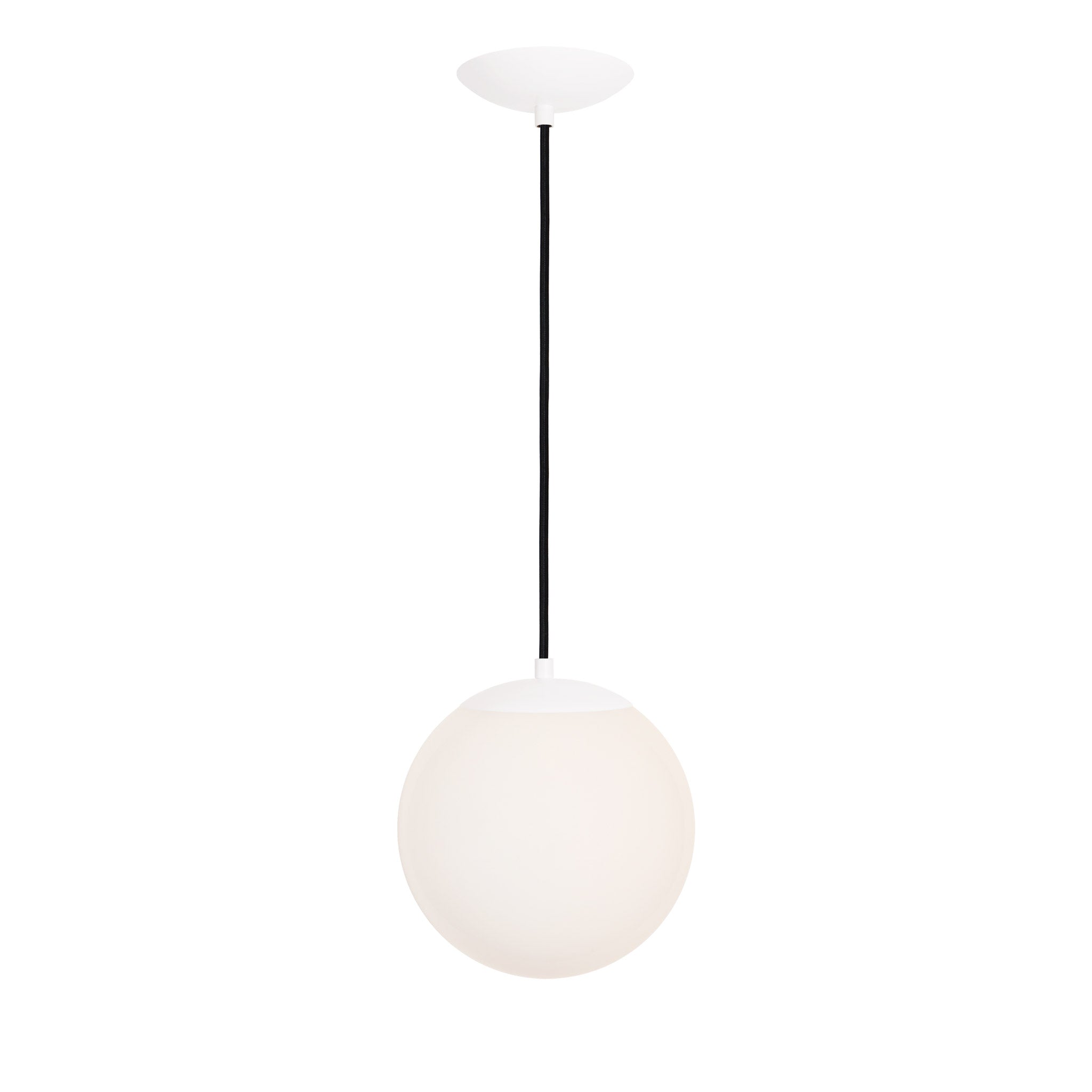 Alto Cord 8" shown in White with Black Cloth Cord and an Opal 10” Globe