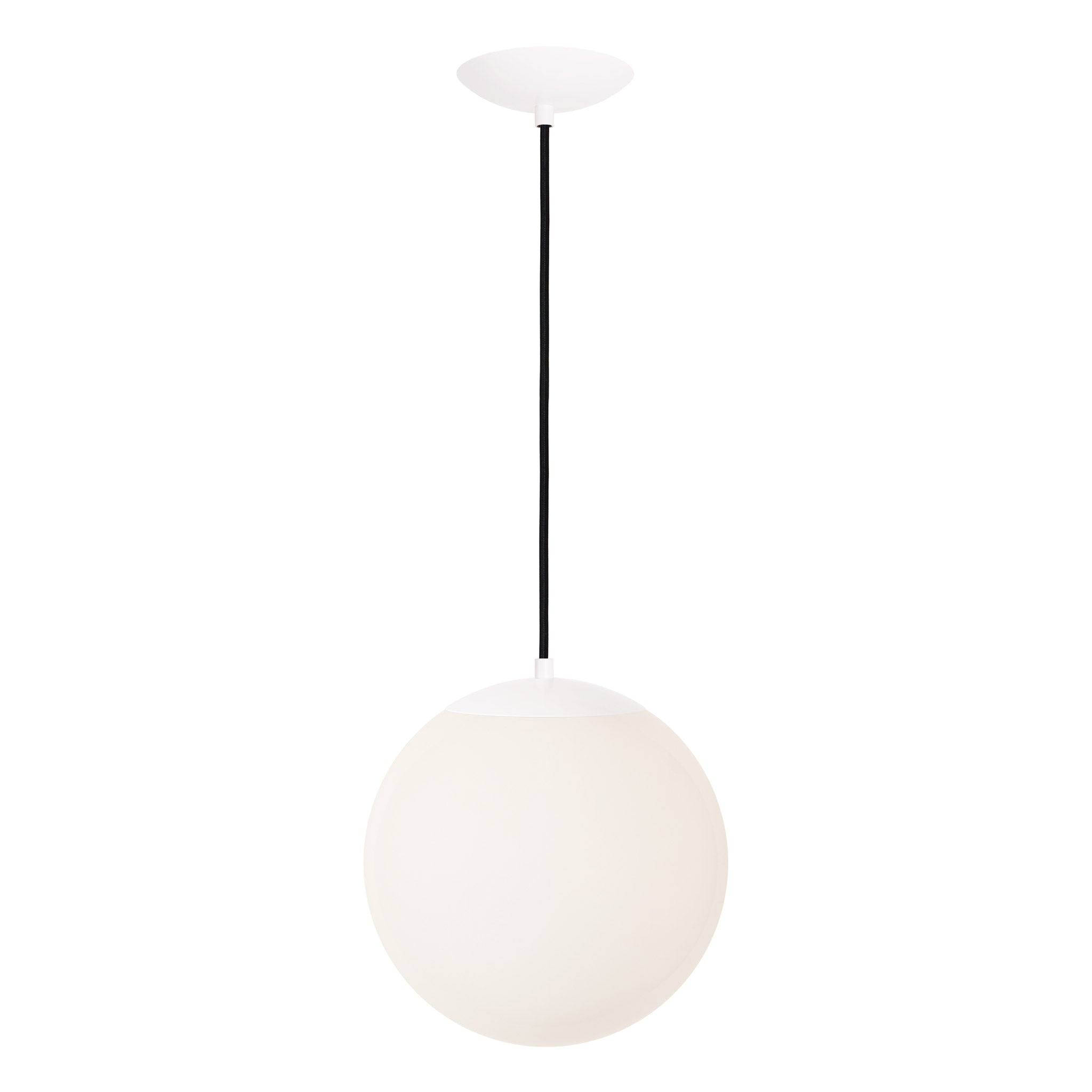 Alto Cord 12” shown in White with Black Cloth Cord and an Opal 12” Globe