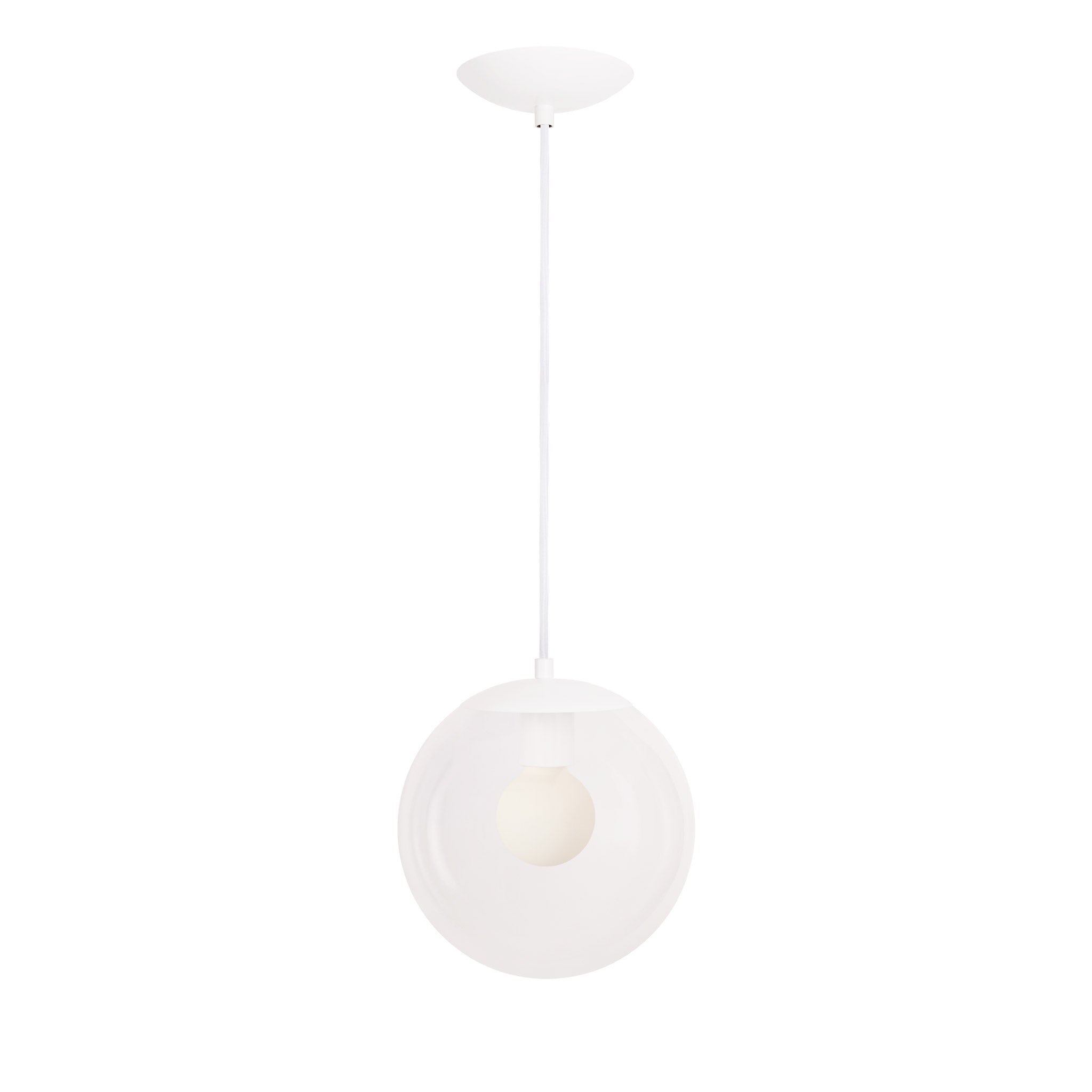 Alto Cord 8" shown in White with White Cloth Cord and a Clear 10” Globe