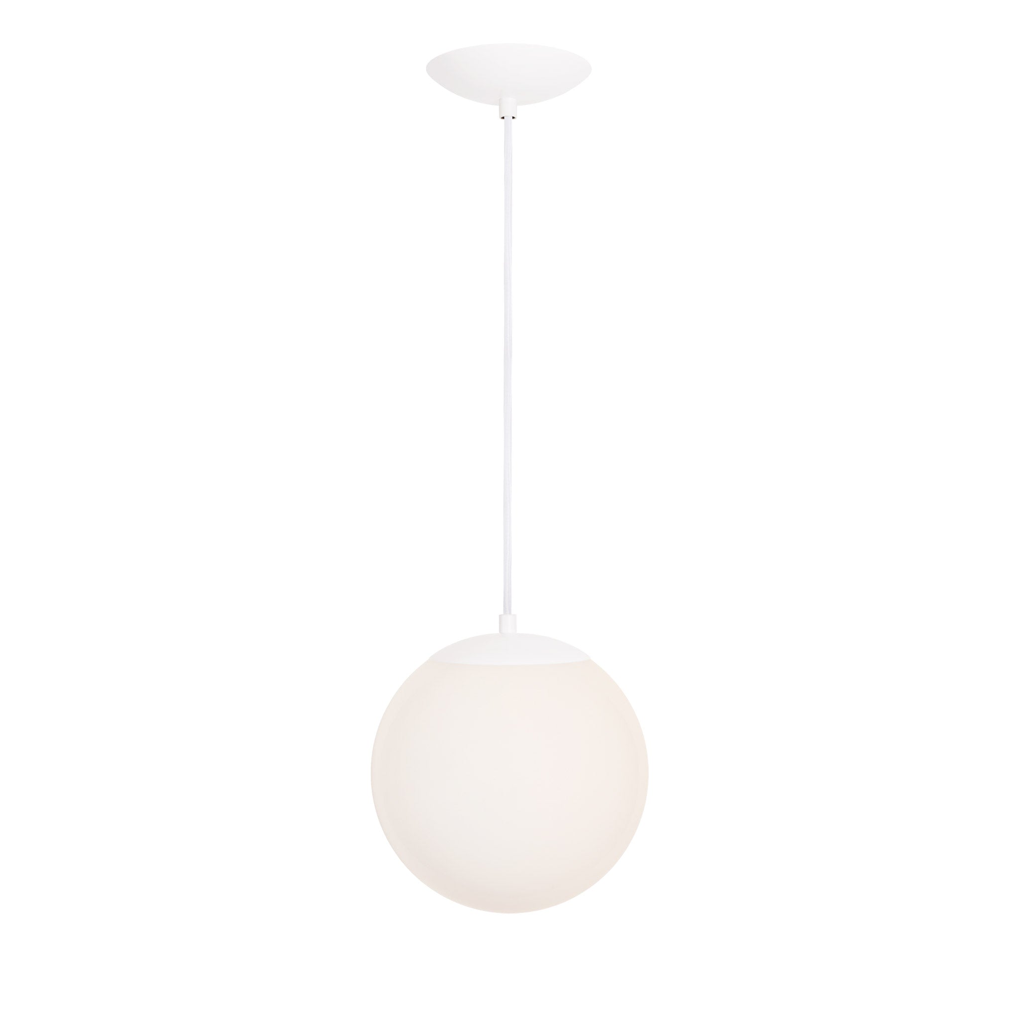 Alto Cord 8" shown in White with White Cloth Cord and an Opal 10” Globe