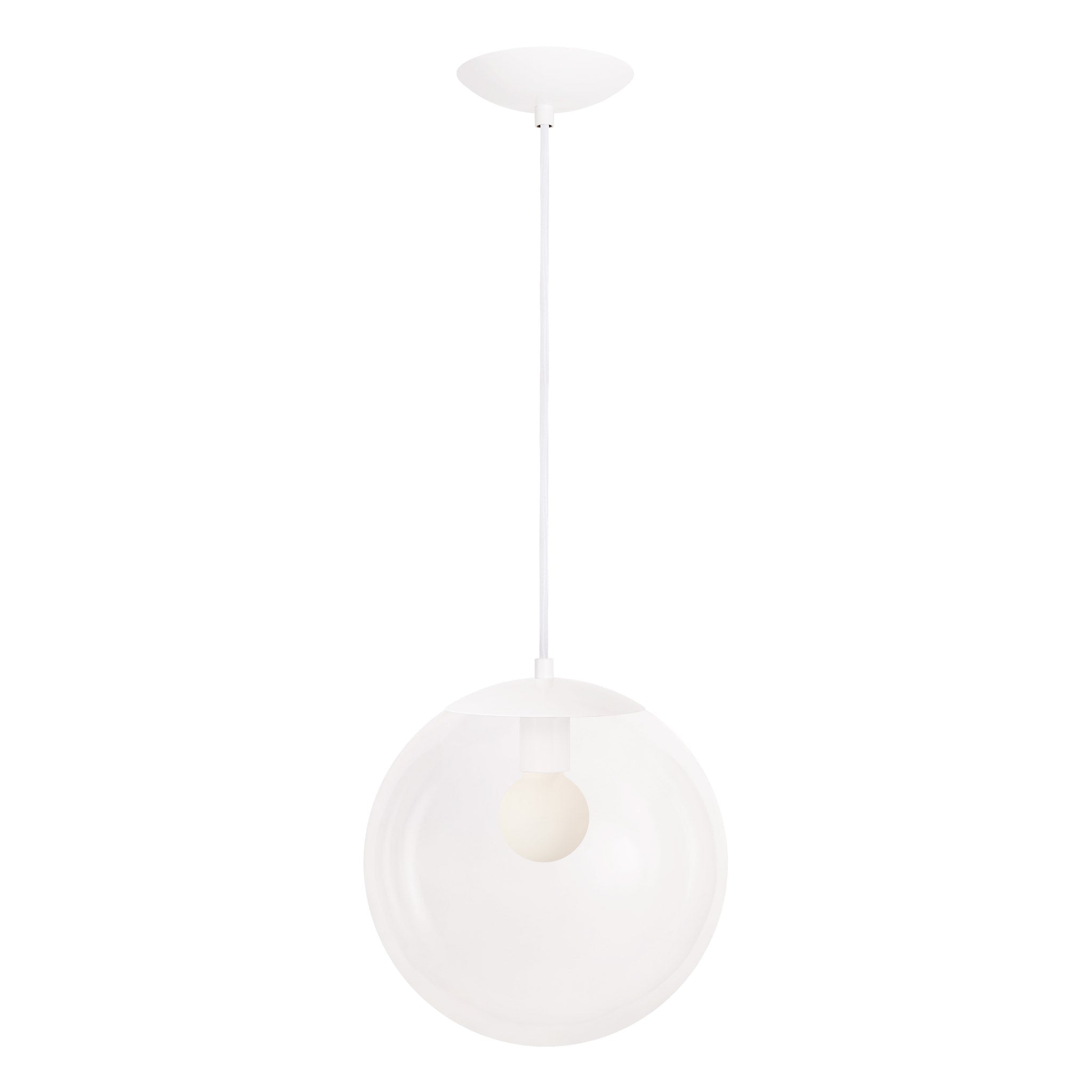 Alto Cord 12” shown in White with White Cloth Cord and a Clear 12” Globe