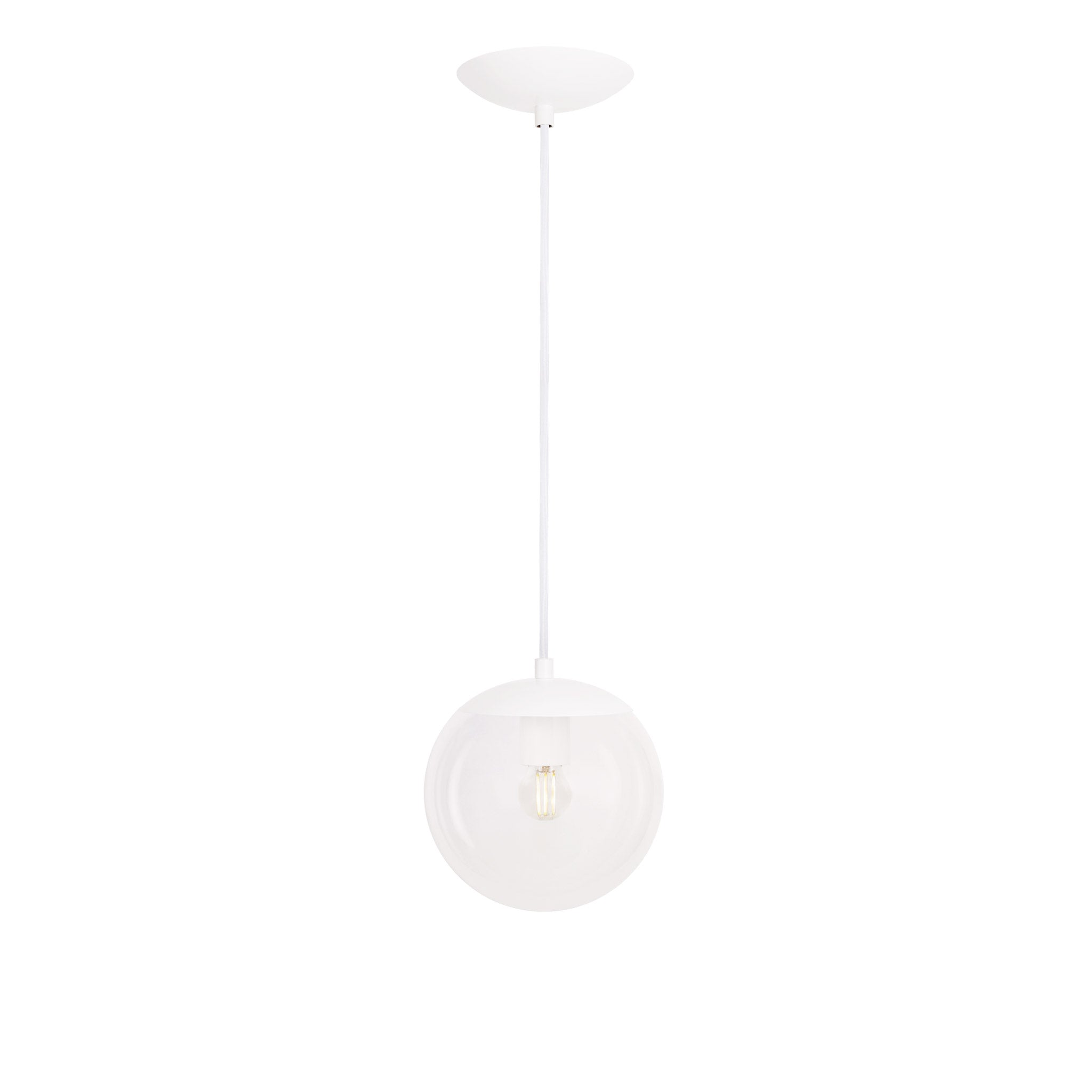 Alto Cord 8" shown in White with White Cloth Cord and a Clear 8" Globe