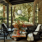 Alto Cord 12" shown in Matte Back with an Opal 12" globe and black cord. Marie Flush Sconce in Matte Black