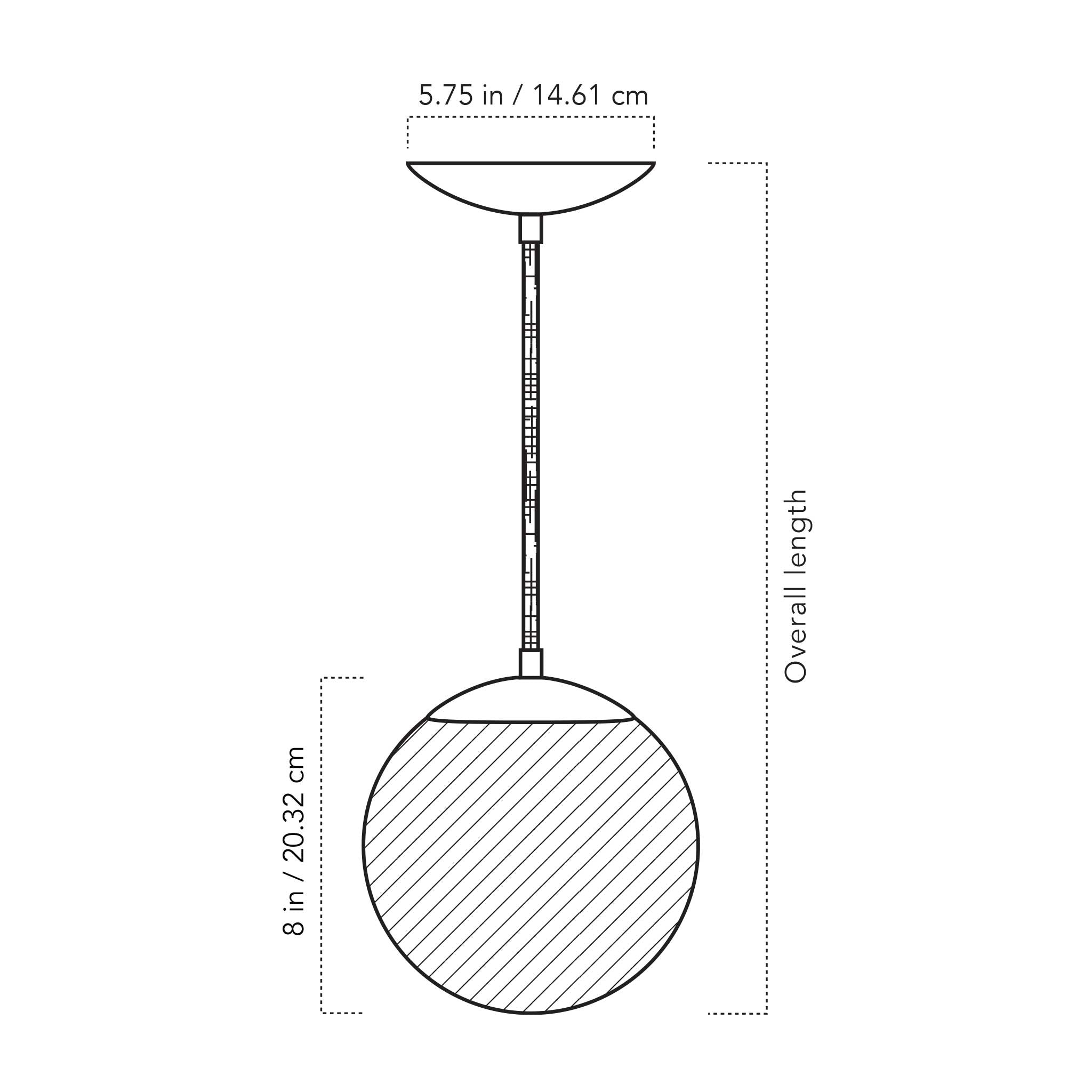 A Technical Drawing Of The Alto Cord With 8" Globe