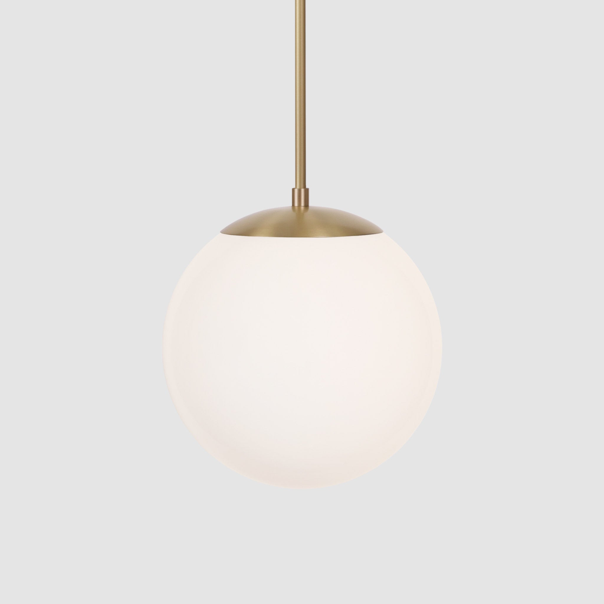 Alto Rod 10" for Vaulted Ceiling shown in Brass with an Opal 10" Globe