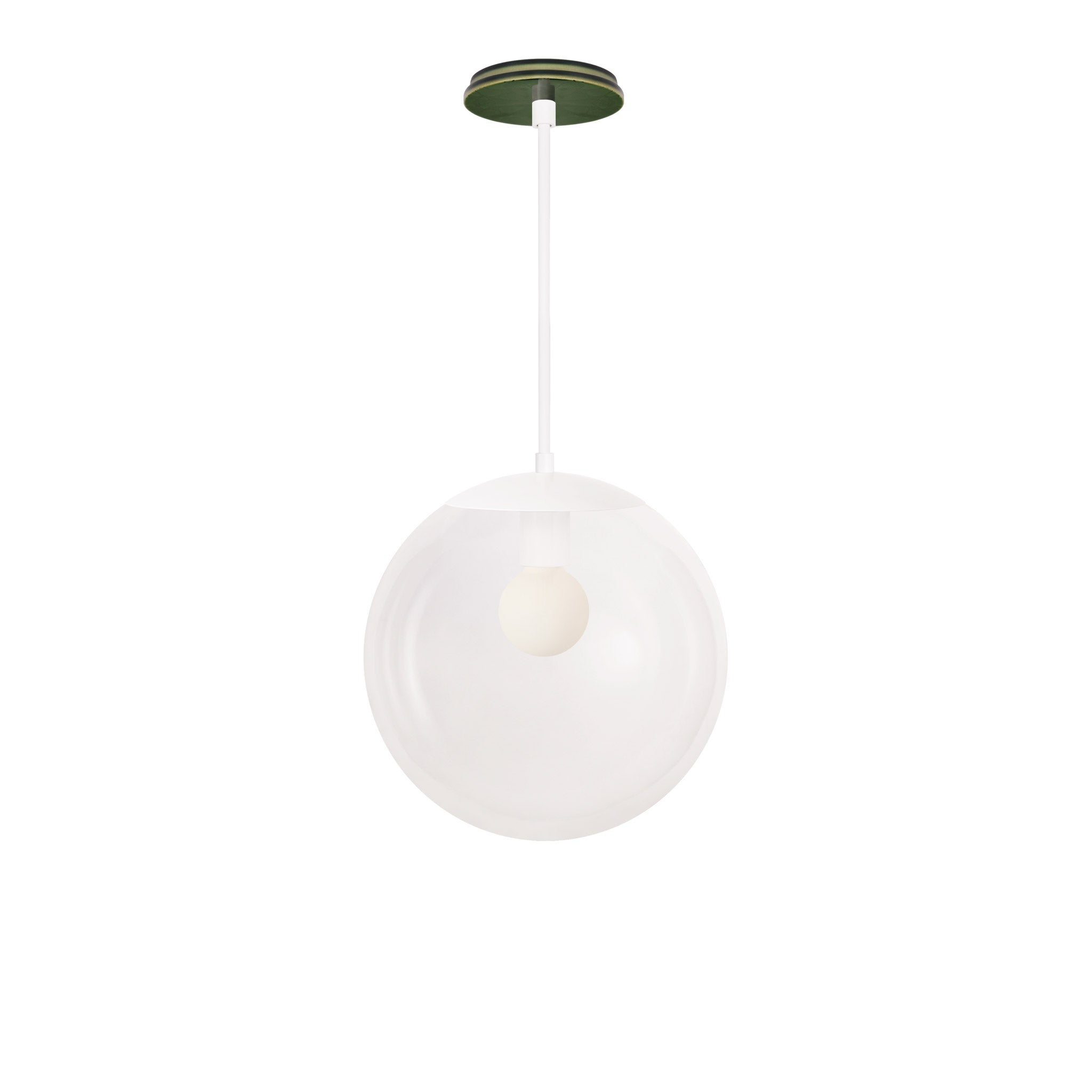 Alto Rod 12” Clear shown in White with a Forest Green Star Ceramic Canopy