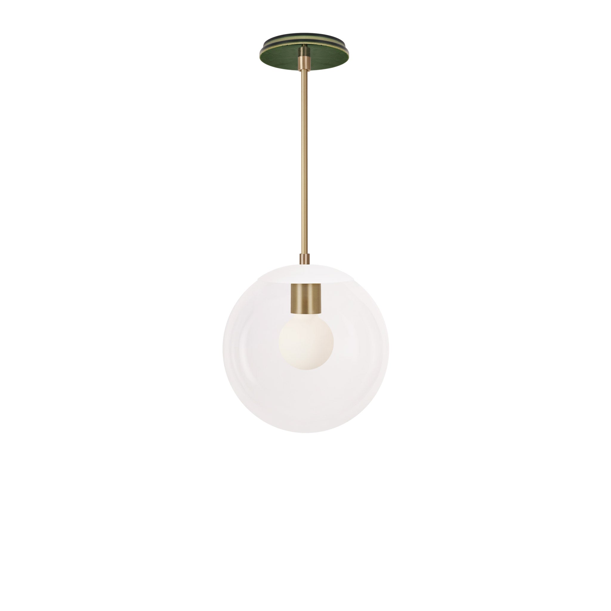 Alto Rod 10” Clear shown in White with Brass and a Forest Green Star Ceramic Canopy