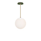 Alto Rod 10” Opal shown in White with Brass and a Forest Green Star Ceramic Canopy