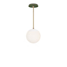 Alto Rod 8” Opal shown in White with Brass and a Forest Green Star Ceramic Canopy