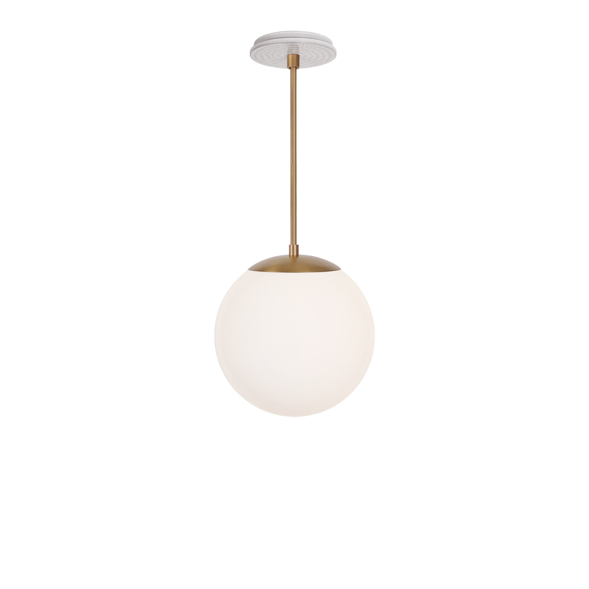 Alto Rod 10” Opal shown in Heirloom Brass with a Brownstone White Sunflower Ceramic Canopy