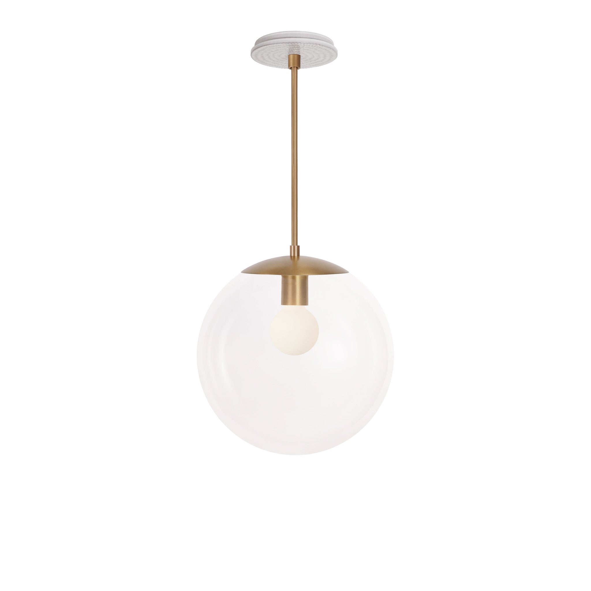 Alto Rod 12” Clear shown in Heirloom Brass with a Brownstone White Sunflower Ceramic Canopy