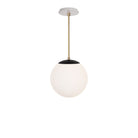 Alto Rod 10” Opal shown in Matte Black with Brass and a Brownstone White Sunflower Ceramic Canopy