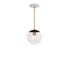 Alto Rod 8” Clear shown in Matte Black with Brass and a Brownstone White Sunflower Ceramic Canopy