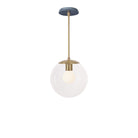 Alto Rod 10” Clear shown in Brass with an Indigo Blue Sunflower Ceramic Canopy