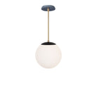 Alto Rod 10” Opal shown in Matte Black with Brass and an Indigo Blue Sunflower Ceramic Canopy