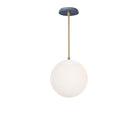 Alto Rod 10” Opal shown in White with Brass and an Indigo Blue Sunflower Ceramic Canopy