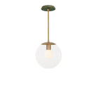 Alto Rod 10” Clear shown in Heirloom Brass with a Forest Green Swift Ceramic Canopy