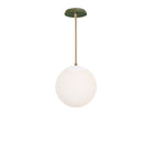 Alto Rod 10” Opal shown in White with Brass and a Forest Green Swift Ceramic Canopy