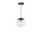 Alto Rod 8” Clear shown in Matte Black with Brass and an Indigo Blue Swift Ceramic Canopy