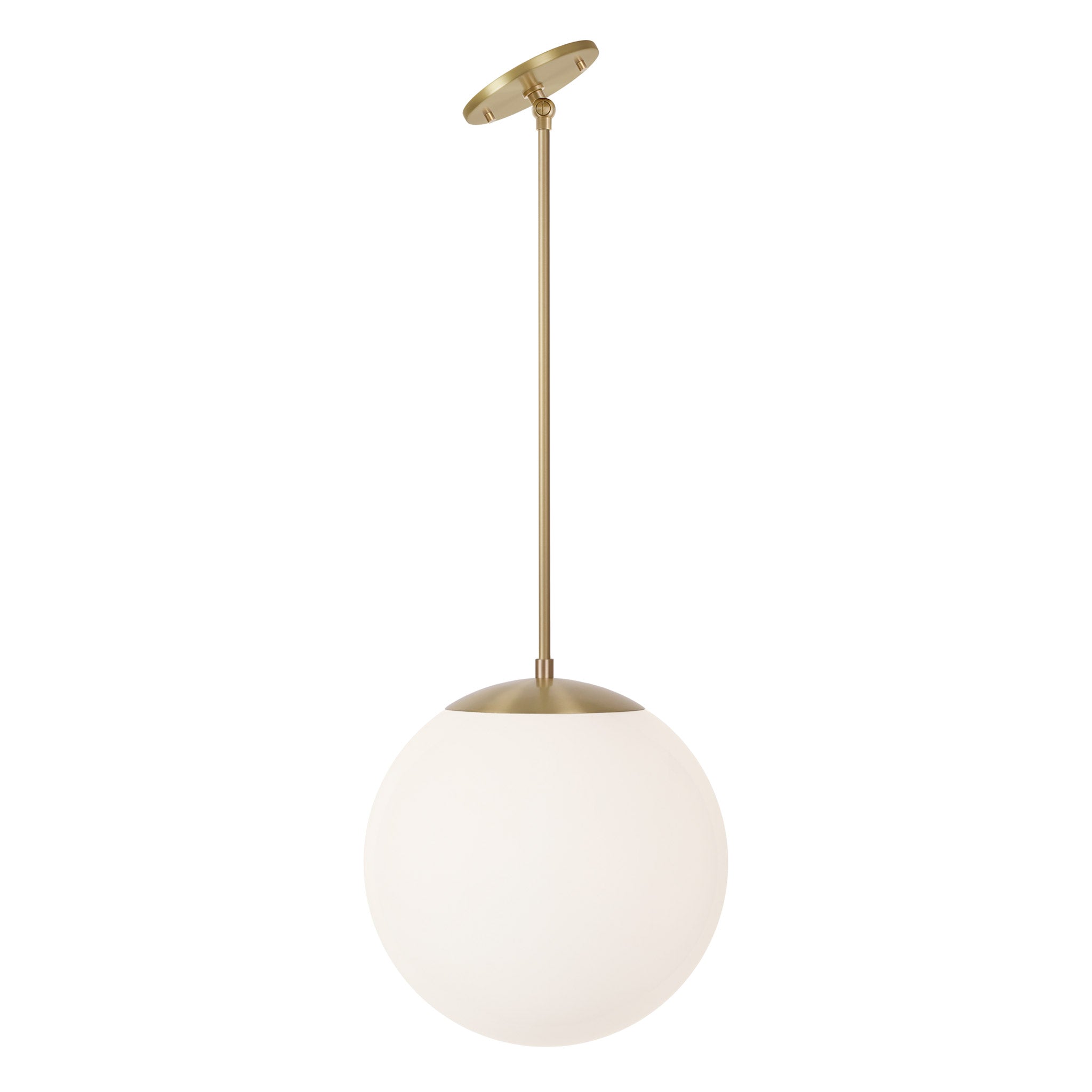 Alto Rod 12" for Vaulted Ceiling shown in Brass with an Opal 12" Globe