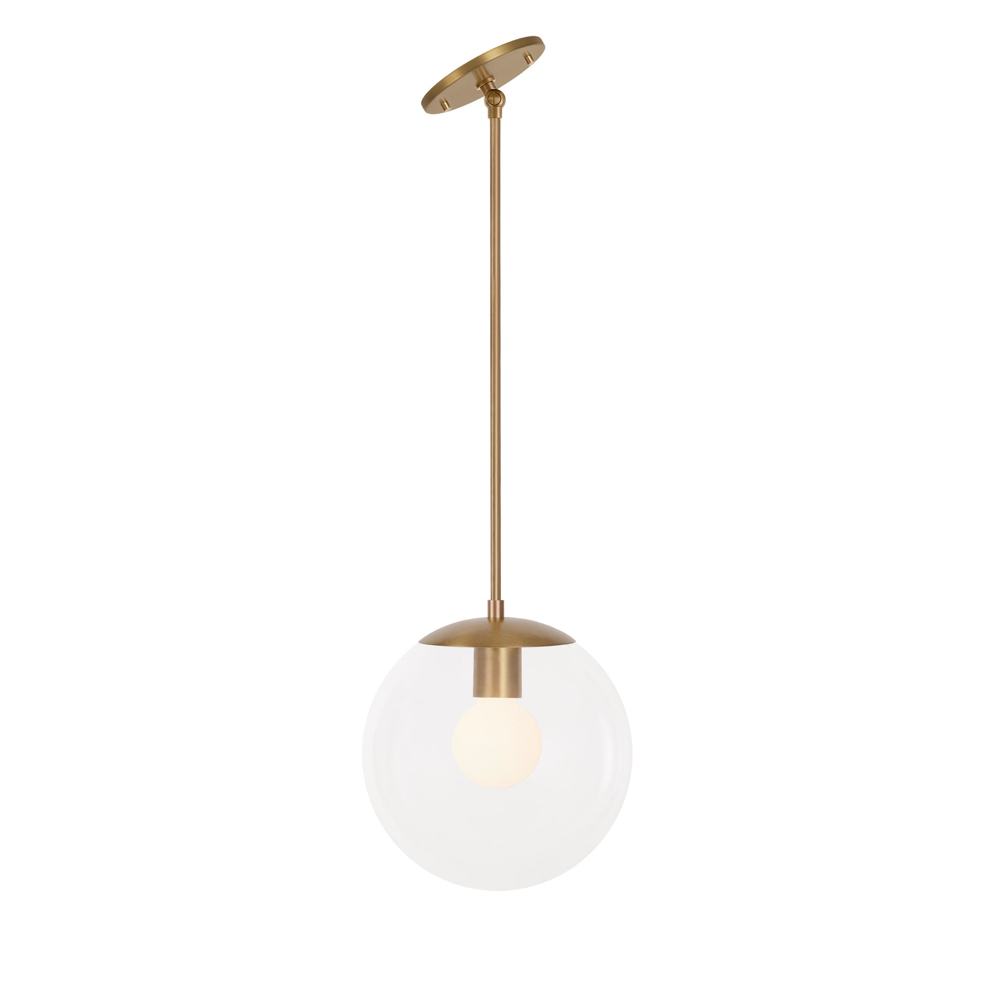 Alto Rod 10" for Vaulted Ceiling shown in Heirloom Brass with a Clear 10" Globe