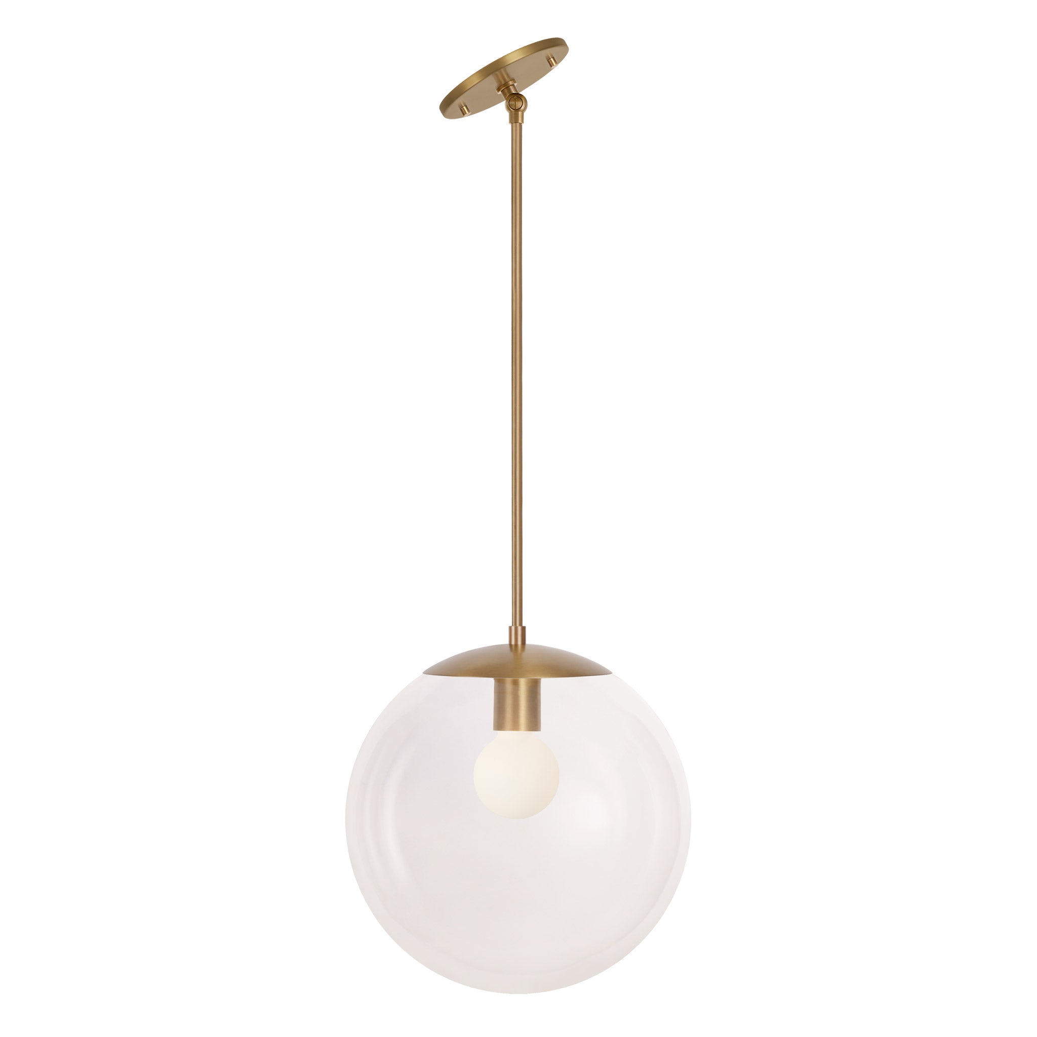 Alto Rod 12" for Vaulted Ceiling shown in Heirloom Brass with a Clear 12" Globe